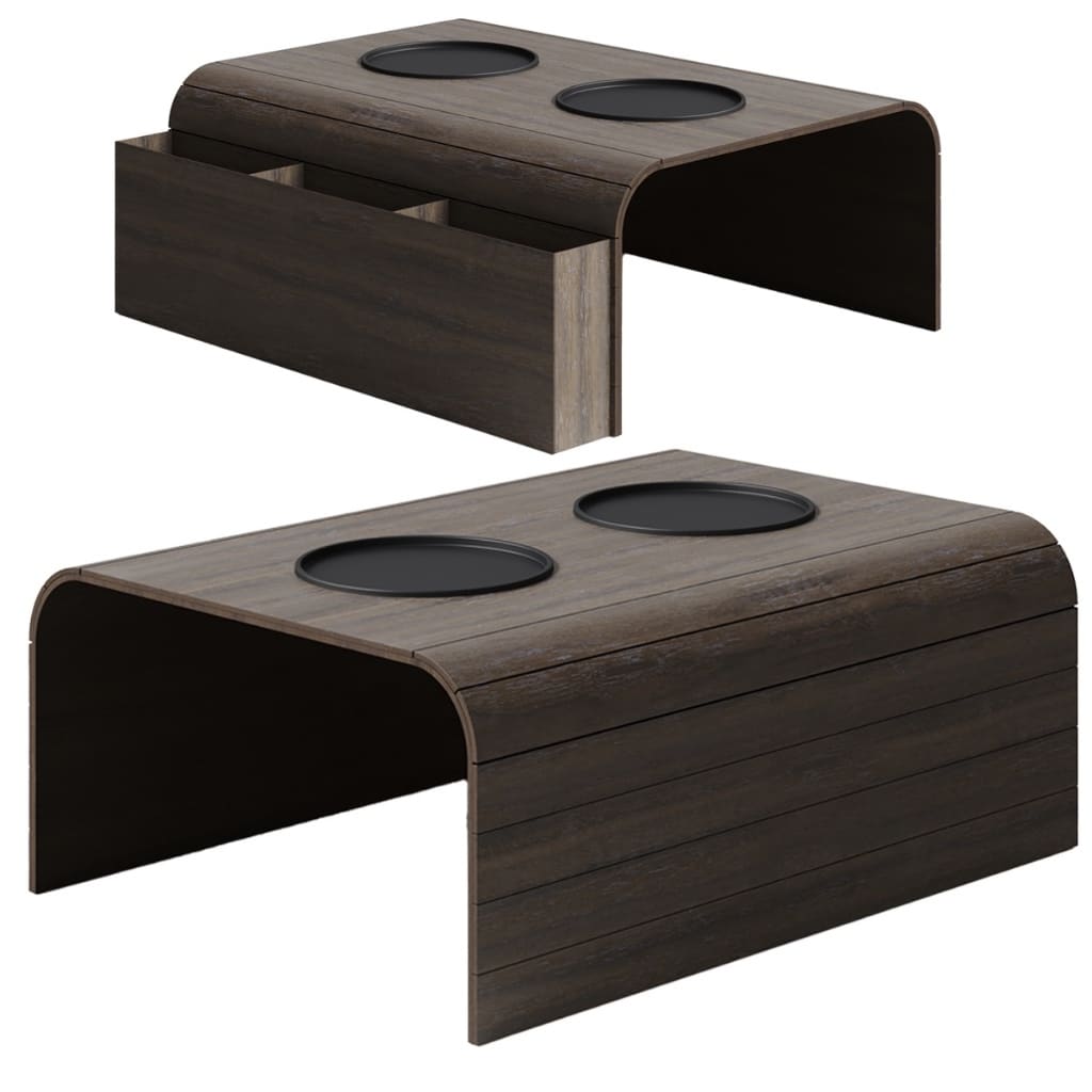 Kit Esteira Porta Controle e Copos Suporte Para Sofá Mdf Decoração Interiores Sala Casa
