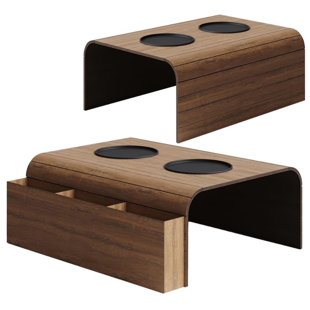 Kit Esteira Porta Controle e Copos Suporte Para Sofá Mdf Decoração Interiores Sala Casa